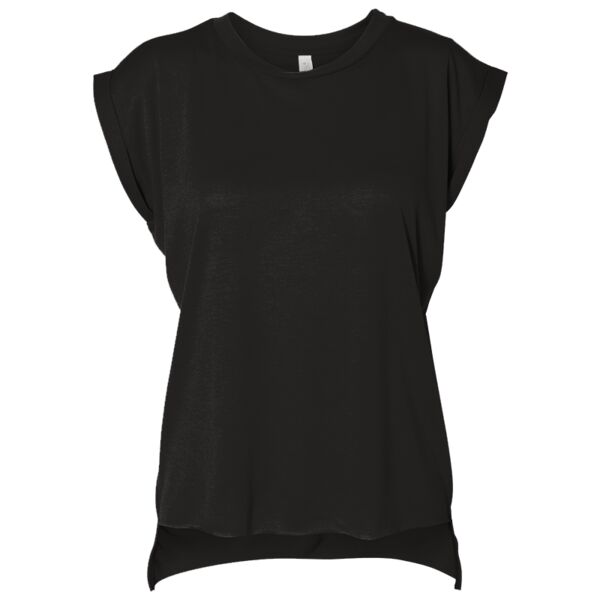 Ladies' Flowy Muscle T-Shirt with Rolled Cuff Thumbnail