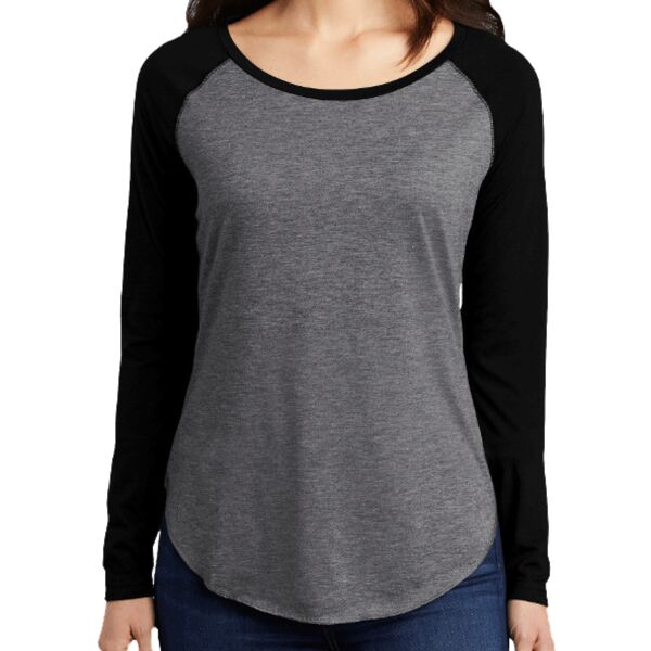 Sport Tek - Ladies PosiCharge ® Long Sleeve Tri Blend Wicking Scoop Neck Raglan Tee Thumbnail