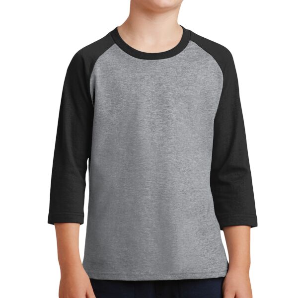 Port & Company Youth Core Blend 3/4 Sleeve Raglan Tee Thumbnail