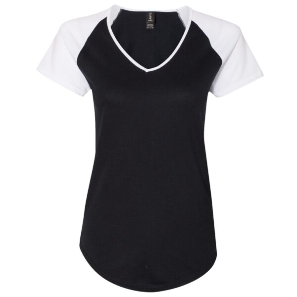 Women's Triblend Colorblock V-Neck Raglan Tee Thumbnail